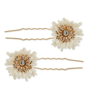 lonna & lilly, 2-Pc. Gold-Tone Crystal & Gypsum Flower Bobby Pin Set