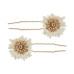 2-Pc. Gold-Tone Crystal & Gypsum Flower Bobby Pin Set