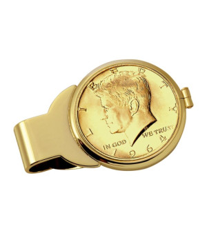 American Coin Treasures, Men's Gold-Layered JFK 1964 First Year of Issue Half Dollar Coin Money Clip