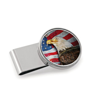 American Coin Treasures, Men's American Bald Eagle Colorized JFK Half Dollar Stainless Steel Money Clip