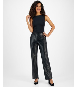 Kasper, Petite Faux-Leather Pull-On Pants
