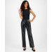 Petite Faux-Leather Pull-On Pants