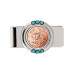 Men's French 2 Euro Coin Turquoise Money Clip