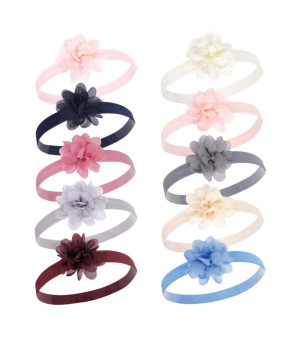 Hudson Baby, Baby Girls Hudson Headbands 10pk, Chiffon Cream Blush, 0-24 Months
