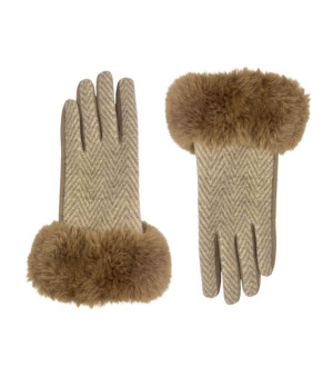 Marcus Adler, Chevron Faux Fur Cuff Touchscreen Jersey Glove
