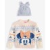 Toddler & Little Girls Minnie Mouse Intarsia Sweater & Cable-Knit Beanie, 2 Piece Set