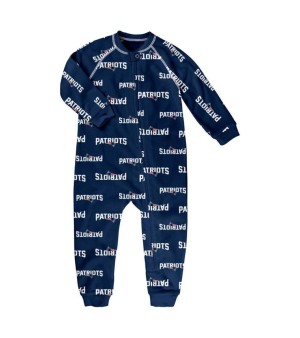 Outerstuff, Toddler Boys and Girls Navy New England Patriots Allover Print Raglan Full-Zip Sleeper