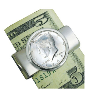 American Coin Treasures, Men's 1964 First-Year-Of-Issue Silver JFK Half Dollar Coin Money Clip