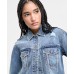 Juniors' Distressed Button-Front Denim Jacket