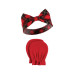 Baby Girls Hudson Cotton Headband and Scratch Mitten Set, Fancy Plaid Snowflake, 0-6 Months