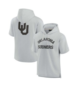 Fanatics Signature, Men's and Women's Gray Oklahoma Sooners Super Soft Fleece Short Sleeve Pullover Hoodie