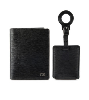 Calvin Klein, Men's Leather Passport Wallet with Airtag Holder Luggage Tag, 2-Piece Set