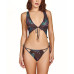 Women’s 2 PC Lingerie Set with Printed Butterfly's and Functional Ties
