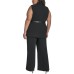 Plus Size Belted Notched-Collar Crepe Vest