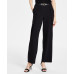 Petite Belted-Waist High-Rise Pull-On Pants