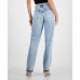 Women's Flower-Trim High Rise Tapered-Leg Mom Jeans