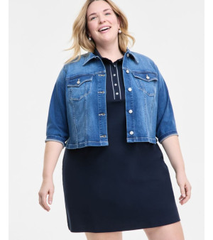 Tommy Hilfiger, Plus Size 3/4-Sleeve Denim Jacket