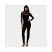 Women's Bebe X Ciara Combo Velour And Mesh Catsuit