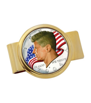 American Coin Treasures, Men's JFK Half Dollar Colorized American Flag Coin Money Clip
