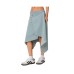 Asymmetric wrapped denim midi skirt