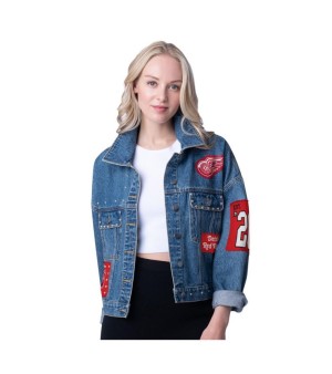 G-III 4Her by Carl Banks, Detroit Red Wings Game Ball Cropped Button-Up Denim Jacket