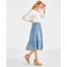 Chambray Midi Tiered Skirt
