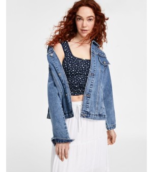 Madden Girl, Juniors' Studded Boyfriend Denim Jacket