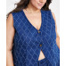 Plus Size Diamond-Texture Denim Vest