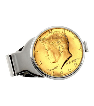 American Coin Treasures, Men's Gold-Layered JFK 1964 First Year of Issue Half Dollar Coin Money Clip