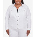 Plus Size Crystal Springs Eyelet Denim Long Sleeve Jacket