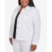 Plus Size Crystal Springs Eyelet Denim Long Sleeve Jacket