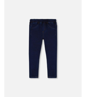 Deux par Deux, Toddler Girls Plush Lined Dark Blue Denim Jeggings - Toddler|Child