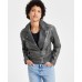 Juniors' Distressed Asymmetric Moto Jacket