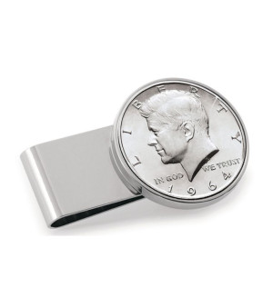 American Coin Treasures, Men's JFK 1964 First Year of Issue Half Dollar Stainless Steel Coin Money Clip