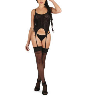 MeMoi, Women's Cami Chic Lace Garter String Bikini Lingerie Set