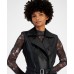 Petite Faux-Leather Notched Collar Belted Vest