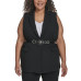 Plus Size Belted Notched-Collar Crepe Vest