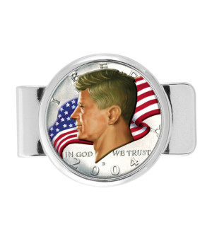 American Coin Treasures, Men's JFK Half Dollar Colorized American Flag Coin Money Clip