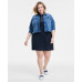 Plus Size 3/4-Sleeve Denim Jacket