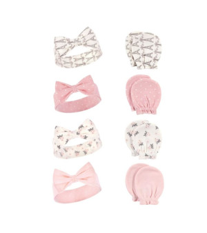 Hudson Baby, Baby Girls Hudson Cotton Headband and Scratch Mitten Set