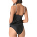 High Neck Tankini Top & Ruched-Side Bikini Bottoms