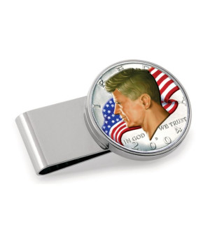 American Coin Treasures, Men's JFK Half Dollar Colorized American Flag Coin Money Clip