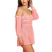 Women’s 2PC Babydoll Lingerie Set in Sheer Soft Mesh and Attached off the Shoulder Sleeves