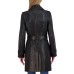 Petite Natalie Belted Leather Trench Coat