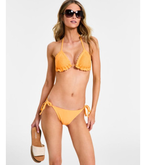 Salt + Cove, Juniors' Crochet Halter Triangle Bikini Top & Side-Tie Bikini Bottoms