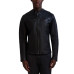 Men's Band-Collar Distressed Leather Jacket