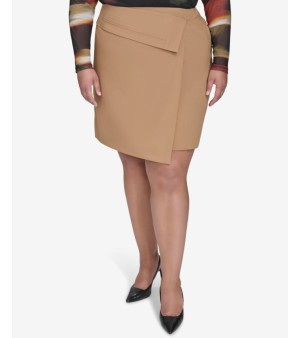 DKNY, Plus Size Faux-Wrap Midi Skirt