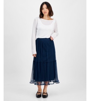 And Now This, Petite Tulle Midi Skirt
