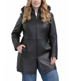 BGSD, Plus Size Greta Leather Parka Coat