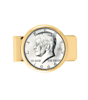 American Coin Treasures, Men's 1964 First-Year-Of-Issue Silver JFK Half Dollar Coin Money Clip